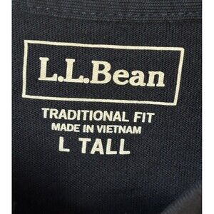 L TALL L.L. Bean Mens Traditional Fit Long Sleeve 3 Button Henley Shirt NAVY NEW